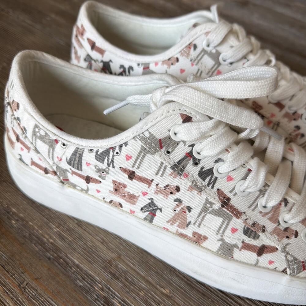 Cynthia Rowley Grey Brown Varied Dogs Tiny Hearts Platform Canvas Shoes women 10 - Picture 9 of 10